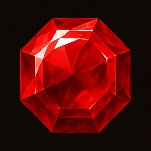 red gem realistic.
In-Game asset.  2d.  High contrast.  No shadows