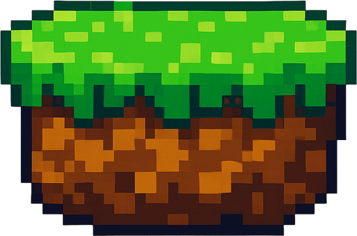 Plataforma flotante con pasto ensima y tierra debajo pixelada.
In-Game asset.  2d.  High contrast.  No shadows