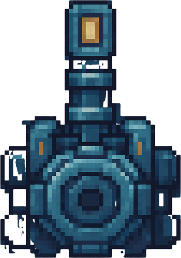 top down sci-fi cannon. pixel art