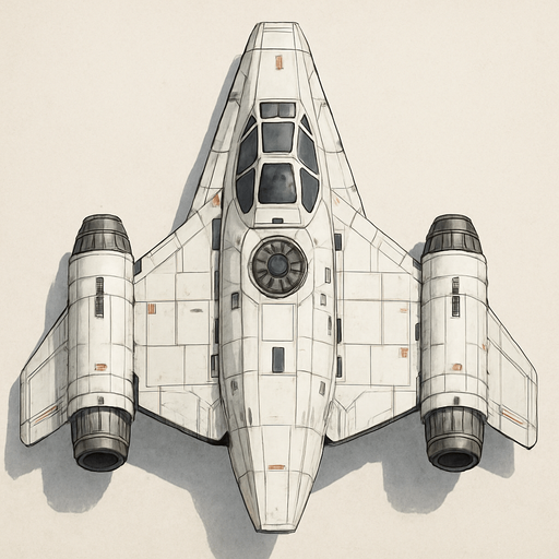white good guys spaceship top view.