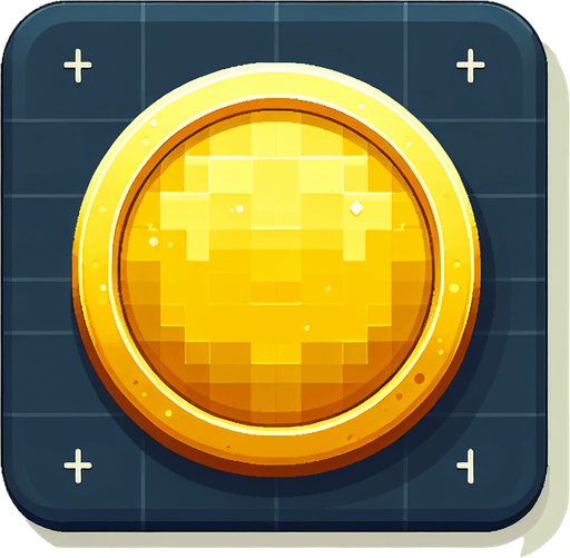 Altın 2d para düz renk.
Single Game Texture.  In-Game asset.  2d.  Blank background.  High contrast.  No shadows