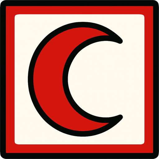 RED CRESCENT ICON.
In-Game asset.  2d.  High contrast.  No shadows