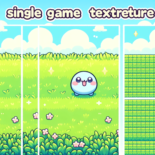 kawaii style grass feild backdrop.
Single Game Texture. In-Game asset. 2d. Blank background. High contrast. No shadows.