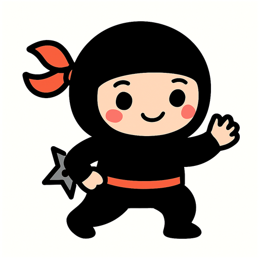 Cute Ninja.
2d.  High contrast.  No shadows