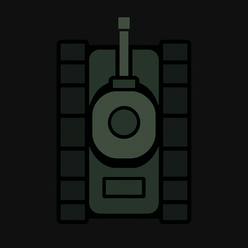 Minimalist tank assets from upside aspect and with dark green and black color.
High contrast