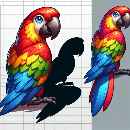 parrot bird.
Single Game Texture. In-Game asset. 2d. Blank background. High contrast. No shadows.