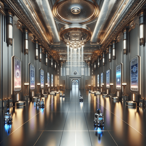Hall in a luxury futuristic castle