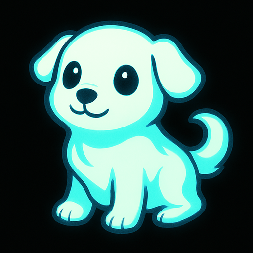 Chiot fantôme (animal).
In-Game asset.  2d.  High contrast.  No shadows