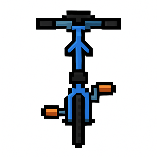 Draw 2d pixel biycycle top view blue.
In-Game asset.  2d.  High contrast.  No shadows