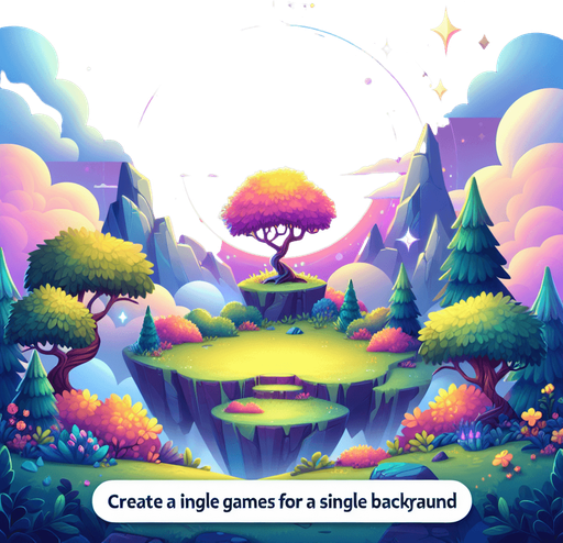 a magical landscape of wonder and joy.
Single Game Texture. In-Game asset. 2d. Blank background. High contrast. No shadows.