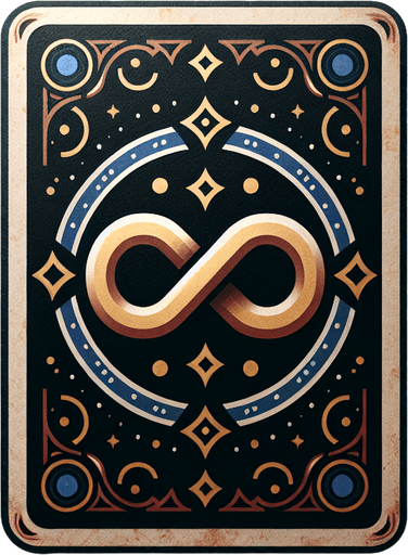 Cardback with the Symbol ♾️ on it.
Single Game Texture. In-Game asset. 2d. High contrast. No shadows.