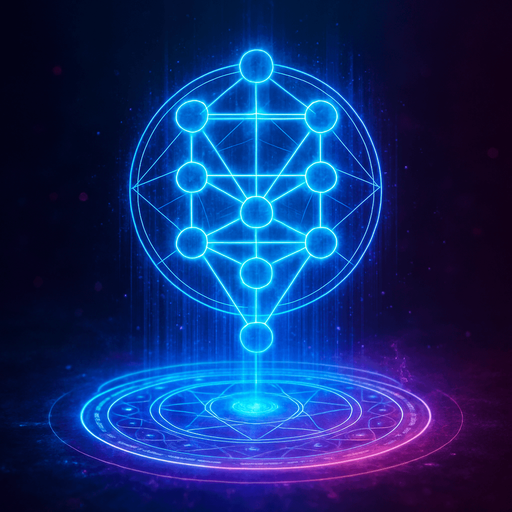 Magical spell effect 3d cyberpunk hologram sacred geometry diagram tree of life