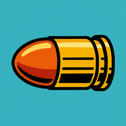 Bala de pistola.
In-Game asset.  2d.  High contrast.  No shadows