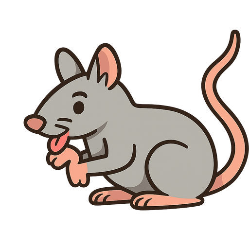 crea una rata estilo cartoon. No background. Transparent background. Blank background. No shadows. 2d. In-Game asset. flat