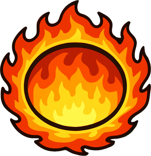 A 2D circular burning effect in Survivor.io style made by HABBY PTE. LTD. (not only the surroundings but also the inside burns)
In-Game asset.  2d.  High contrast.  No shadows