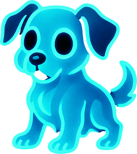 Chiot fantôme (animal).
In-Game asset.  2d.  High contrast.  No shadows