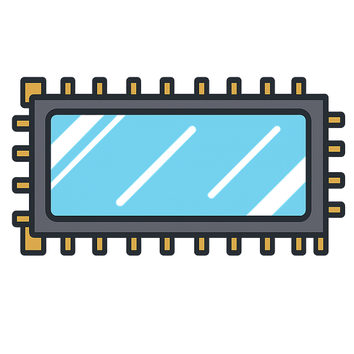 It's a screen, very chip like, light blue screen. No background. Transparent background. Blank background. No shadows. 2d. In-Game asset. flat