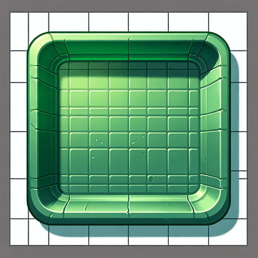 green plastic tray. topdown view.
Single Game Texture. In-Game asset. 2d. Blank background. High contrast. No shadows.