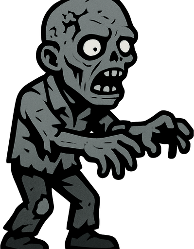 Grey zombie.
In-Game asset.  2d.  High contrast.  No shadows