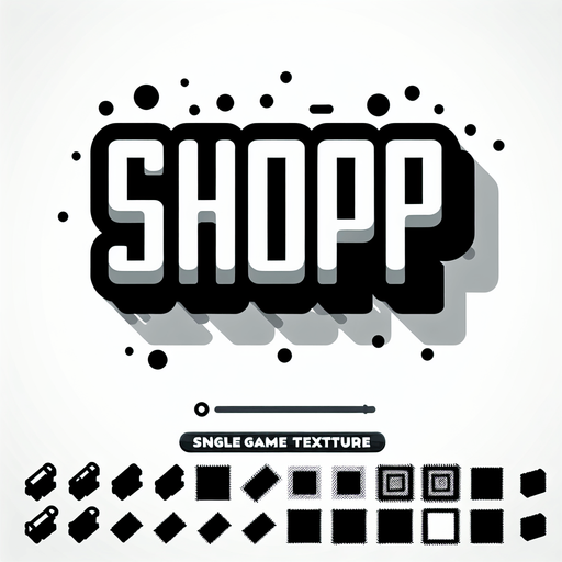 a text that is written "shop".
Single Game Texture. In-Game asset. 2d. Blank background. High contrast. No shadows.