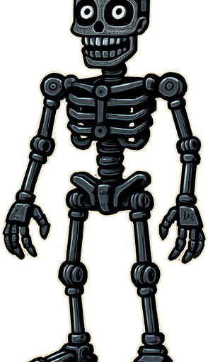 Endoesqueleto animatronico.
In-Game asset.  2d.  High contrast.  No shadows