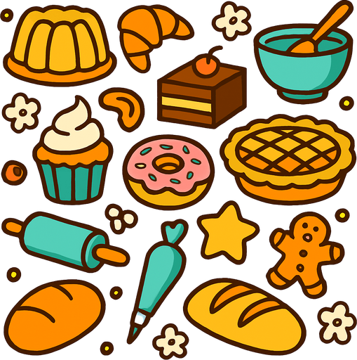 Fondo de pastelería.
In-Game asset.  2d.  High contrast.  No shadows