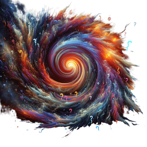 A jagged tear or swirling vortex in space, leaking multi-colored, chaotic energy. Could incorporate shifting, abstract symbols or question marks within the rift..
Single Game Texture.  In-Game asset.  2d.  Blank background.  High contrast.  No shadows