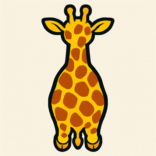 yellow giraffe top view.
In-Game asset.  2d.  High contrast.  No shadows