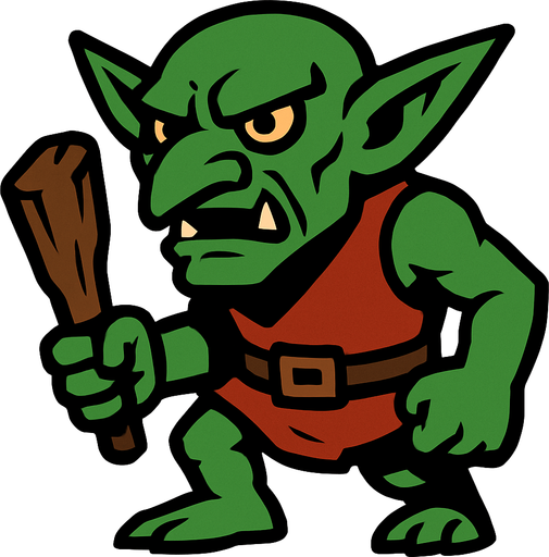 goblin.
In-Game asset.  2d.  High contrast.  No shadows
