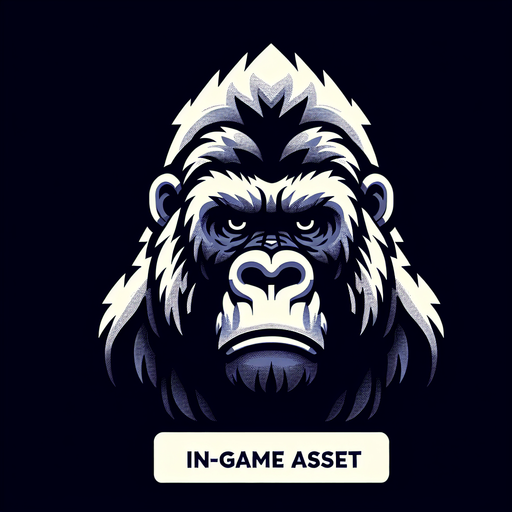 GORILLA.
Single Game Texture. In-Game asset. 2d. Blank background. High contrast. No shadows.