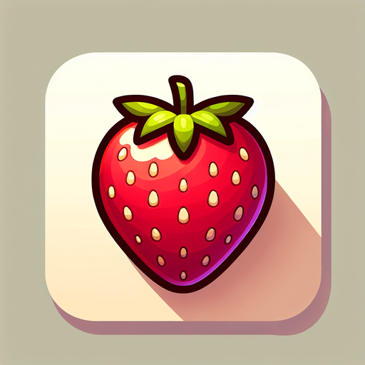 strawberry,cartoon,2d,blank background.
Single Game Texture.  In-Game asset.  2d.  Blank background.  High contrast.  No shadows