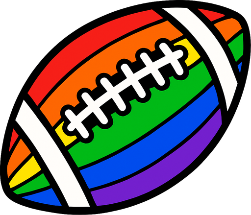 Rainbow themed american football.
In-Game asset.  2d.  High contrast.  No shadows