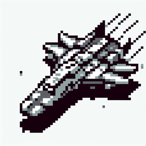 pixel space ship.
Single Game Texture.  In-Game asset.  2d.  Blank background.  High contrast.  No shadows