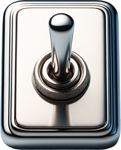 Chrome Toggle switch with thin arm, front view.