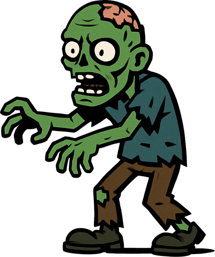 Bir zombi çiz ama 2 boyutlu.
In-Game asset.  2d.  High contrast.  No shadows