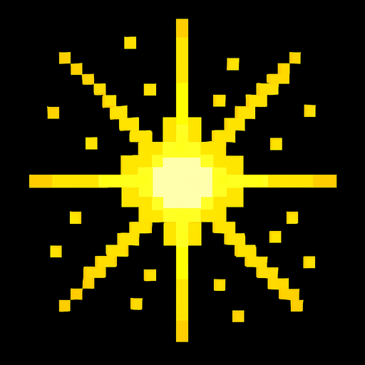 Una luz fuerte de color amarillo, en 32 bits.
In-Game asset.  2d.  High contrast.  No shadows