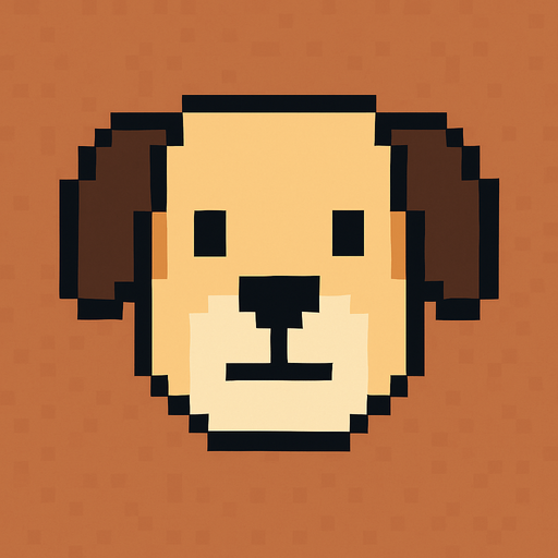pixel art 2D dog head.
In-Game asset.  2d.  High contrast.  No shadows