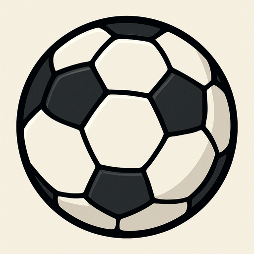 A common soccer ball made of leather.
In-Game asset.  2d.  High contrast.  No shadows. Cartoon