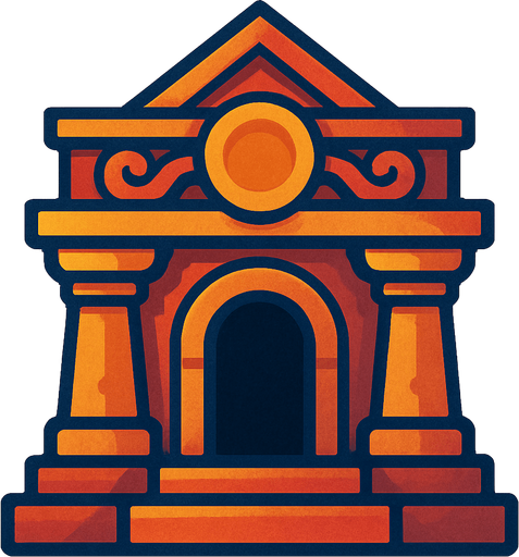 Tempale of fantasy games.
In-Game asset.  2d.  High contrast.  No shadows