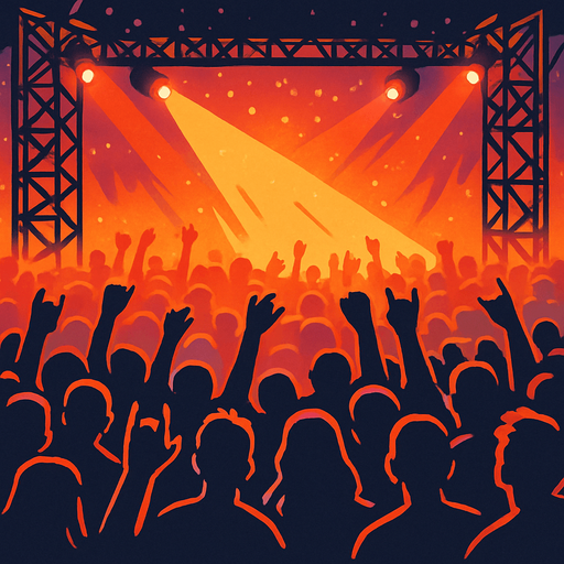 dinleyicelerin olsun kalabalık bir konser ortamı arka plan.
In-Game asset.  2d.  High contrast.  No shadows