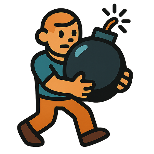 Human with a bomb.
In-Game asset.  2d.  High contrast.  No shadows