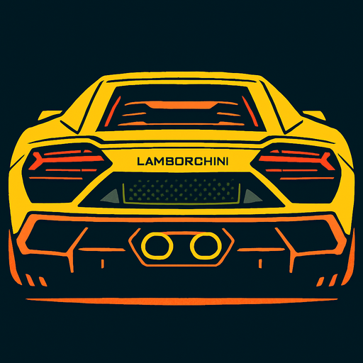 Arkası dönük lamborghini.
In-Game asset.  2d.  High contrast.  No shadows