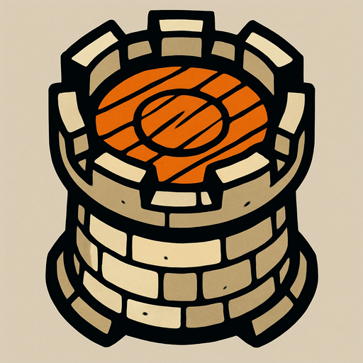 tower look on top.
In-Game asset.  2d.  High contrast.  No shadows