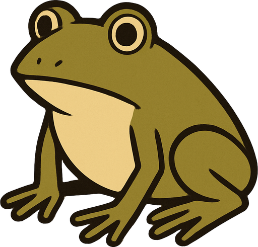 Frog in professor Layton game style.
In-Game asset.  2d.  High contrast.  No shadows