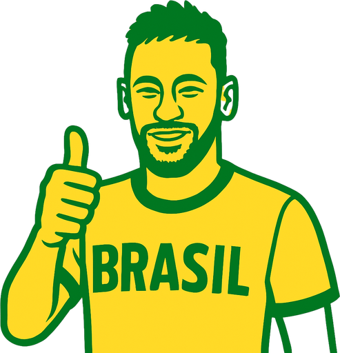 brasil tshirt neymar is making thumbsup.
In-Game asset.  2d.  High contrast.  No shadows