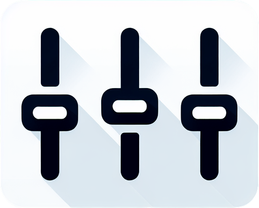 UI 3 horizontal faders icon. white.
2d.  No shadows