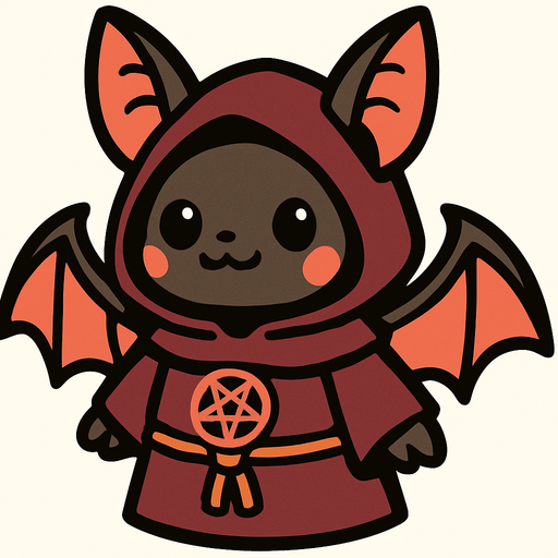 cute nice bat cultist.
In-Game asset.  2d.  High contrast.  No shadows