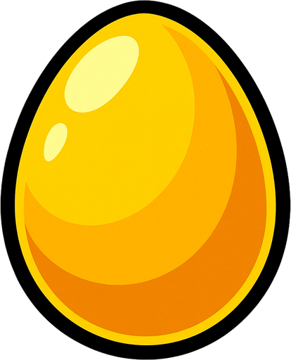 A Golden egg.
In-Game asset.  2d.  High contrast.  No shadows