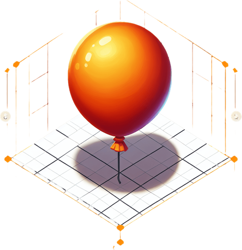 turuncu balon.
Single Game Texture.  In-Game asset.  2d.  Blank background.  High contrast.  No shadows