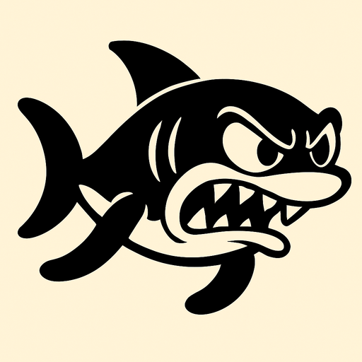 Rubber Hose Style Swimming pose Shark. It's Angry.
In-Game asset.  2d.  High contrast.  No shadows